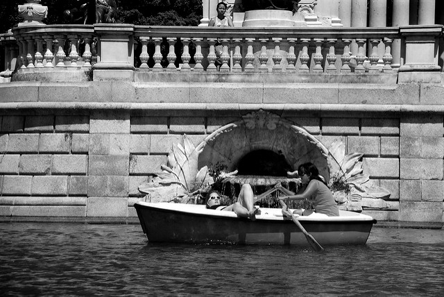 A couple relaxing in their boat