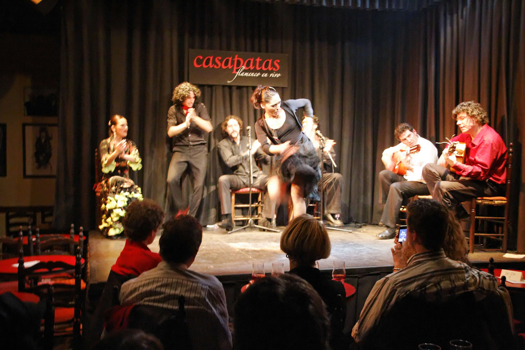 A flamenco dancer performing on stage